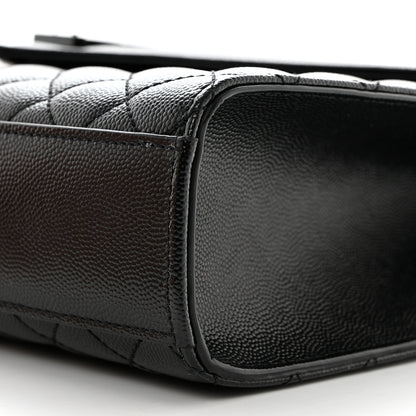 Saint Laurent Grain De Poudre Textured Mixed Matelasse Large Triquilt Monogram Monochrome Satchel Black 10 of 10