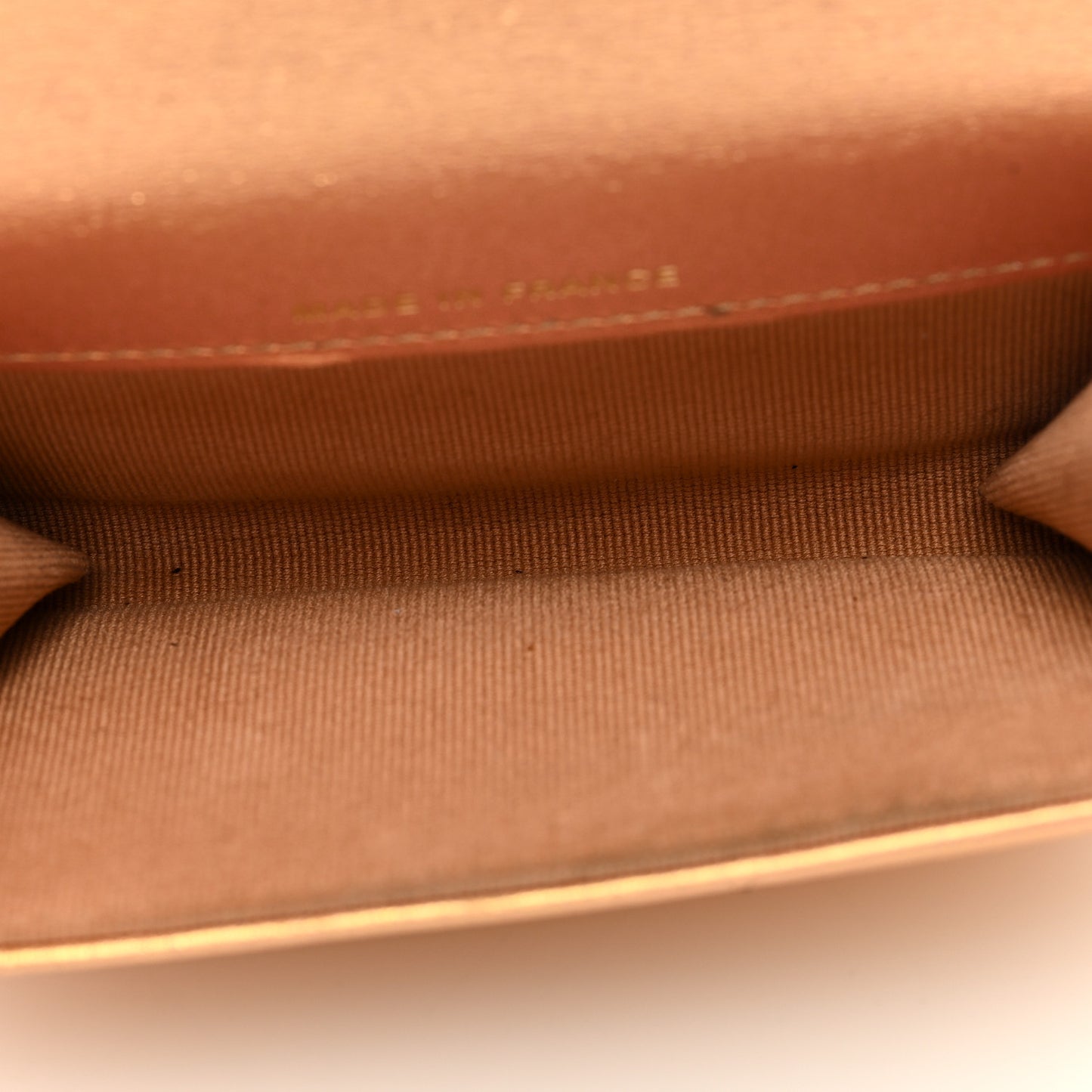 Metallic Lambskin Quilted Flap Card Holder Wallet Golden