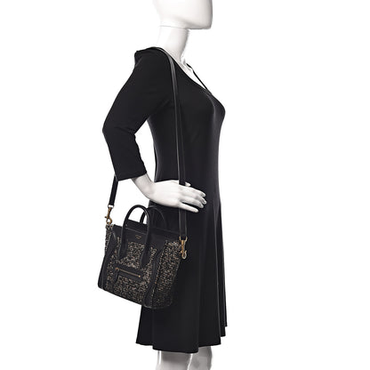 Celine Smooth Calfskin Tweed Nano Luggage Black 2 of 10