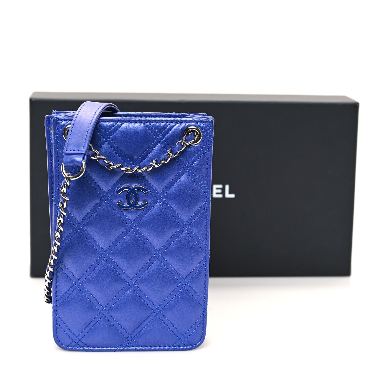 Chanel Calfskin Quilted Crossbody CC Phone Holder Dark Blue 12 of 12