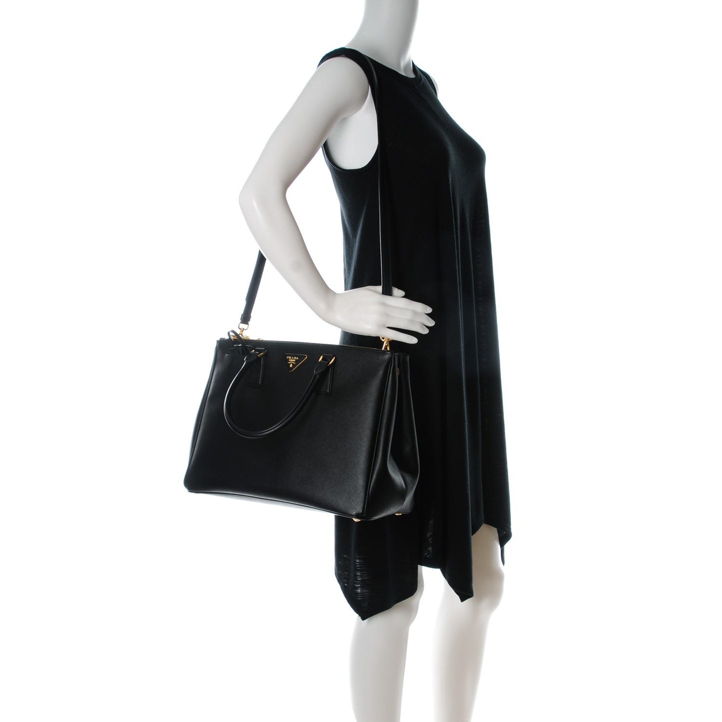 Saffiano Large Galleria Double Zip Tote Black