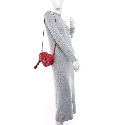 Louis Vuitton LOUIS VUITTON Calfskin Embellished New Wave Love Lock Heart Bag Ecarlate 2 of 11