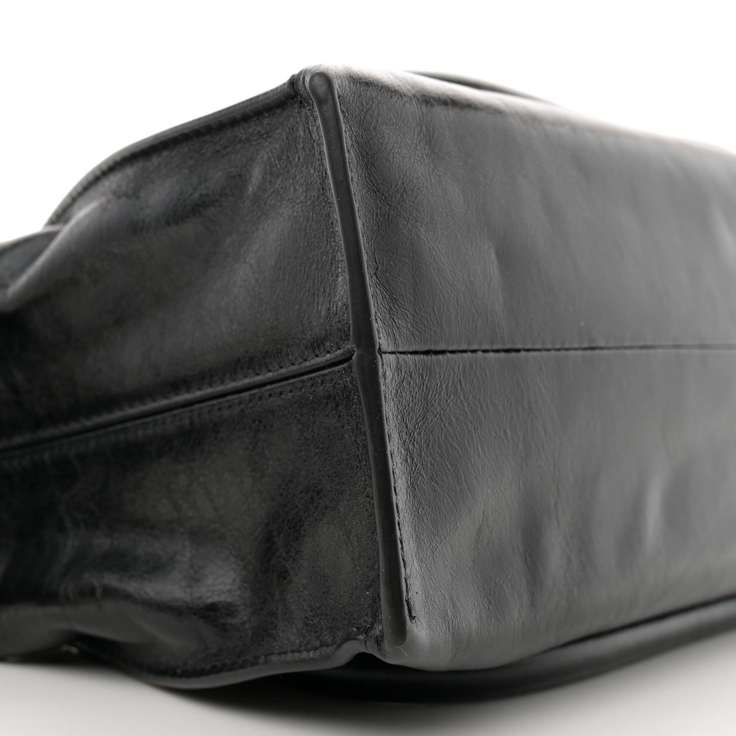Natural Shiny Calfskin Small Paraty 24 Bag Black