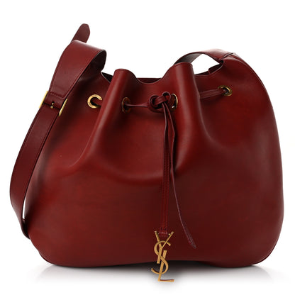 Saint Laurent Smooth Calfskin Paris VII Large Flat Hobo Red 1 of 12