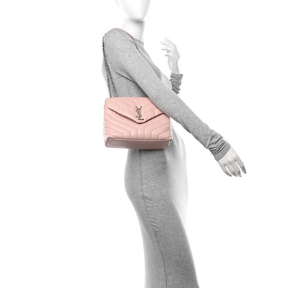 Saint Laurent Calfskin Y Quilted Monogram Small Loulou Chain Satchel Rose Antic 2 of 11