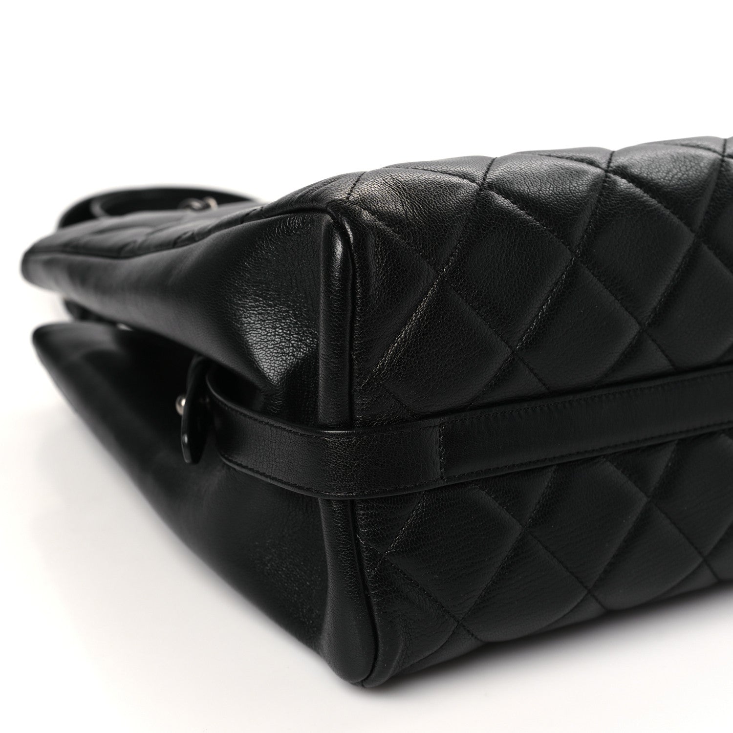 Chanel Metallic Goatskin Quilted Small City Rock Shopping Tote Black 8 of 9