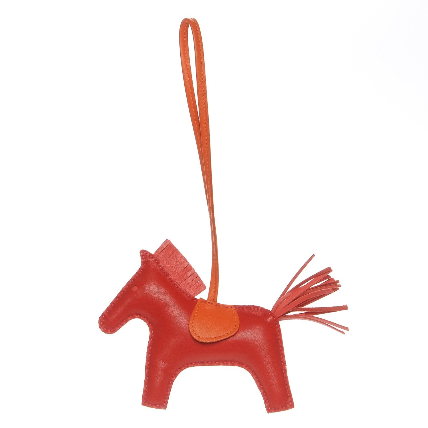 Hermes Milo Lambskin Grigri Rodeo Horse Bag Charm MM Rouge Rose Indien Jaipur Feu 1 of 4