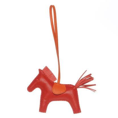 Hermes Milo Lambskin Grigri Rodeo Horse Bag Charm MM Rouge Rose Indien Jaipur Feu 1 of 4