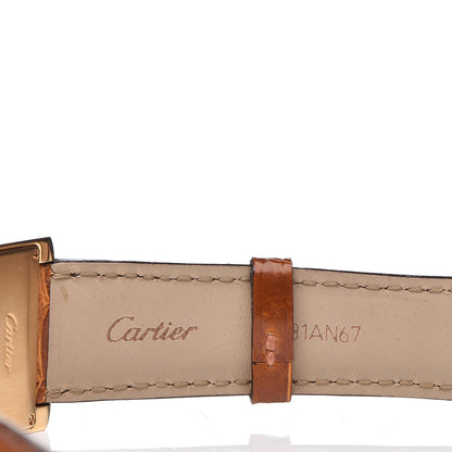 Cartier 18K Yellow Gold Alligator 25mm Tank Francaise Quartz Watch Brown 7 of 8