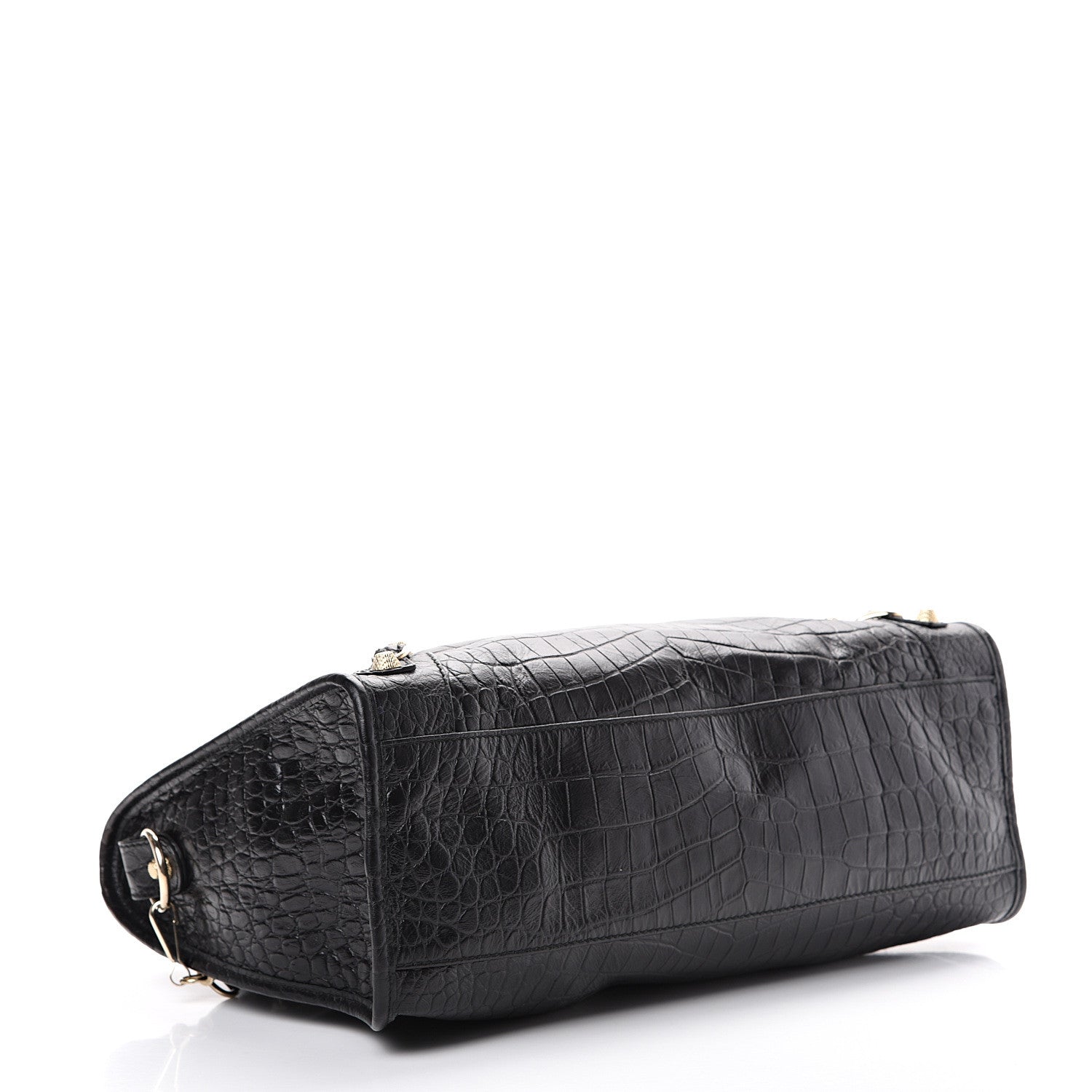 Balenciaga Calfskin Crocodile Embossed Giant 12 Gold Hardware City Black 3 of 14