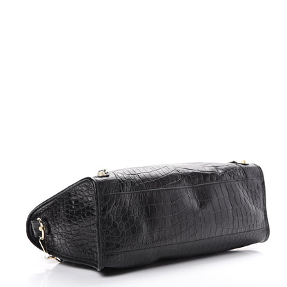 Balenciaga Calfskin Crocodile Embossed Giant 12 Gold Hardware City Black 3 of 14