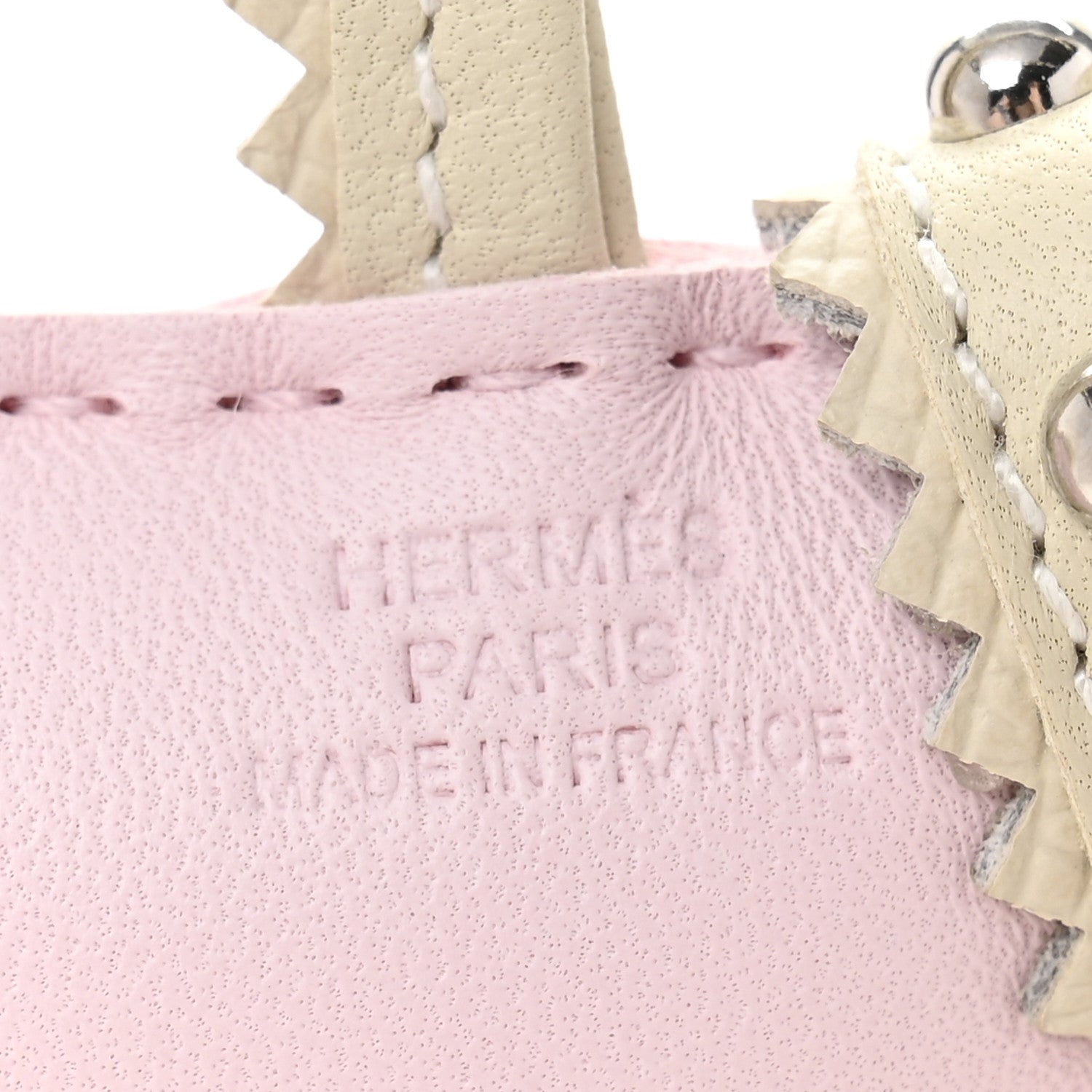 Hermes Milo Lambskin Epsom Shearling Budy Apic Charm Ecru Rose Darling 3 of 5