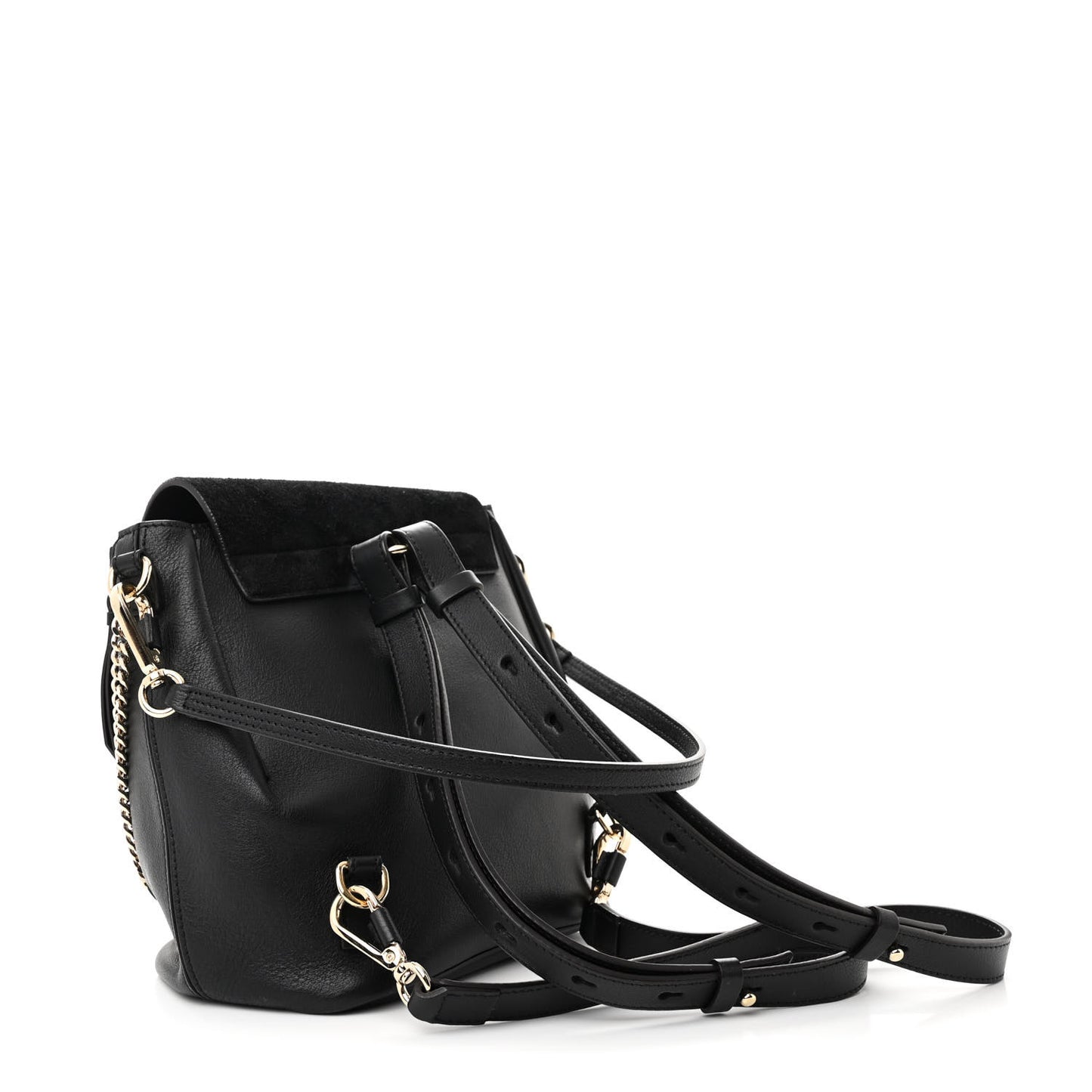 Suede Calfskin Small Faye Backpack Black