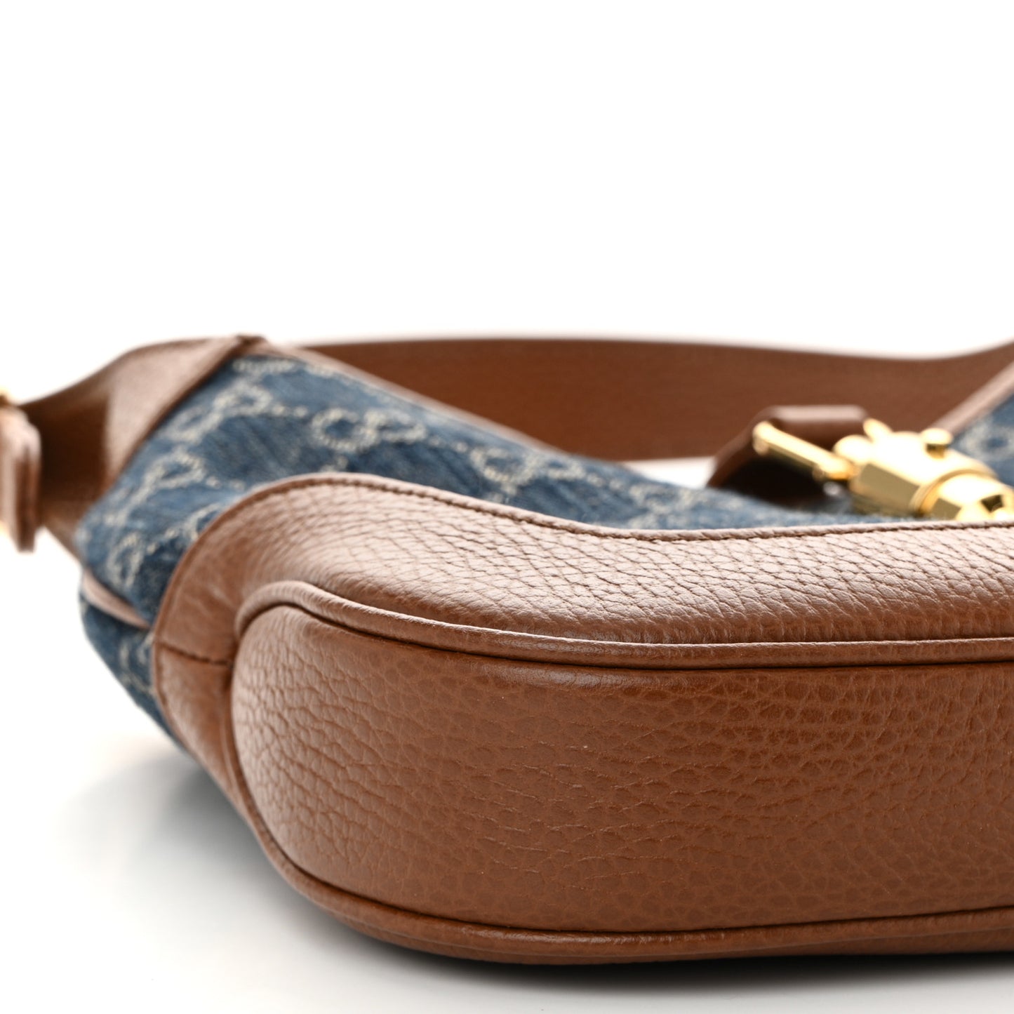 New Denim GG Monogram Calfskin Small Jackie 1961 Hobo Blue Tea Cuir