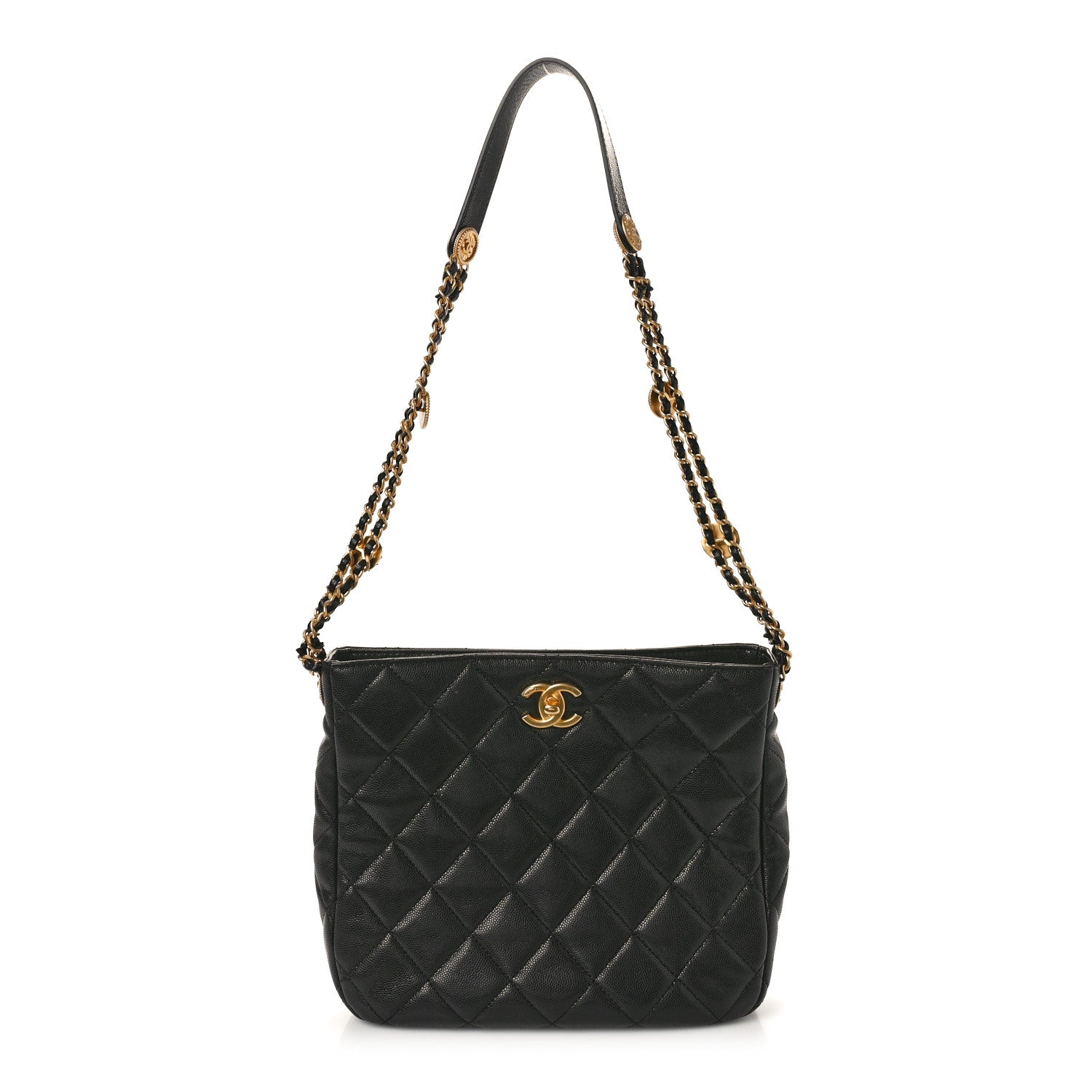 Chanel Caviar Quilted Twist Your Buttons Hobo Black 1 of 12