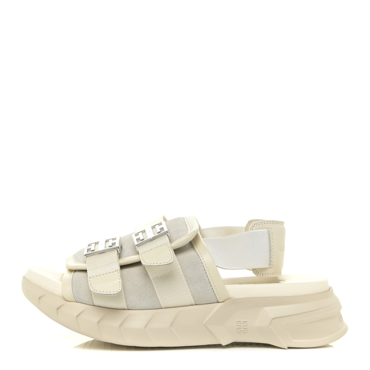 Calfskin Rubber Marshmallow Strap Sandals 37 Off White