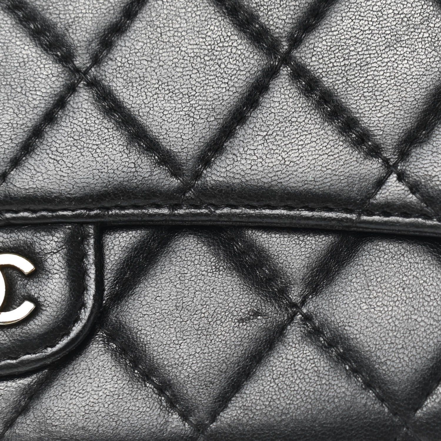 Chanel Lambskin Quilted Large Gusset Flap Wallet Black 20 of 24