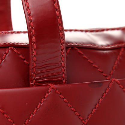 Chanel Calfskin Stitch Surpique Bowler Red 11 of 12
