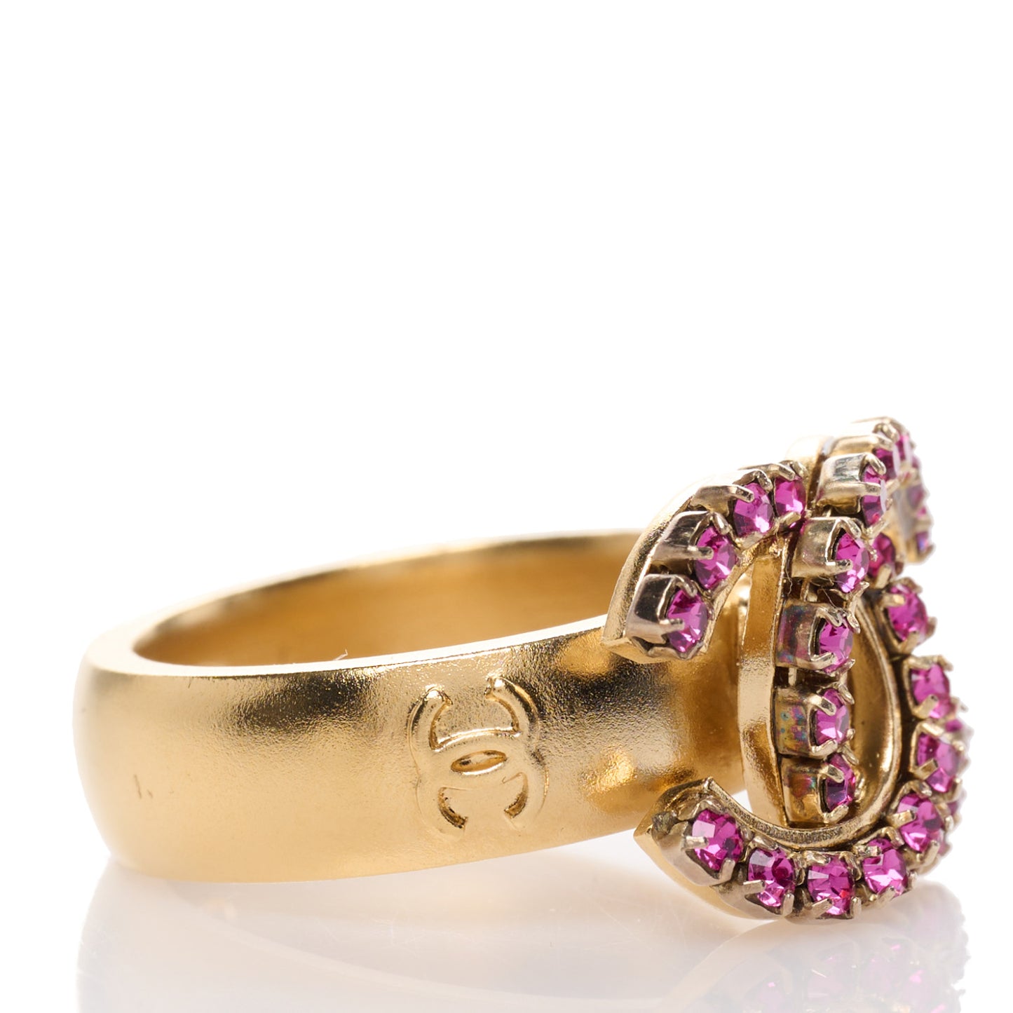 Crystal CC Ring 6 Gold Pink