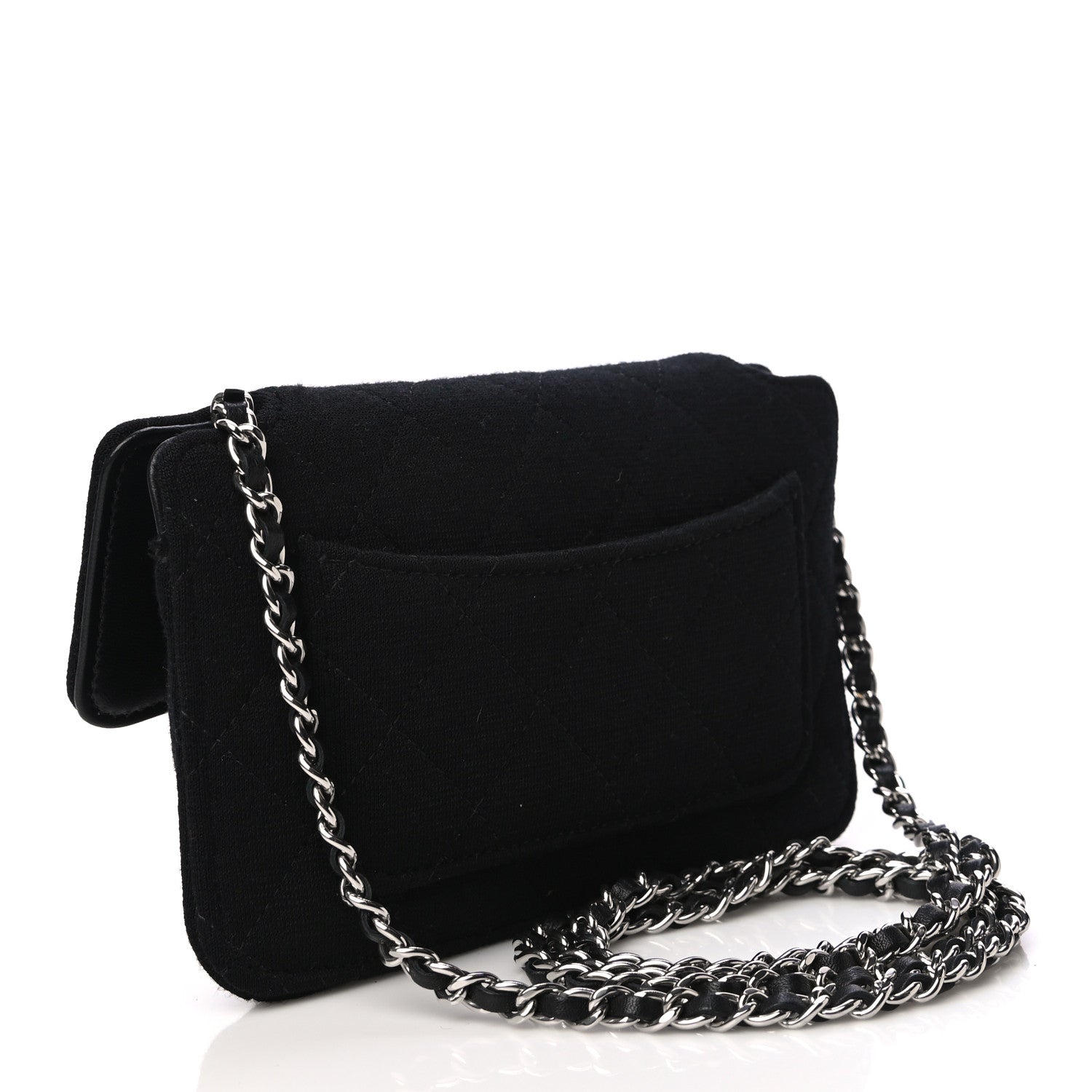 Chanel Jersey Fabric Quilted Foldable Tote With Chain Black Multicolor 3 of 14