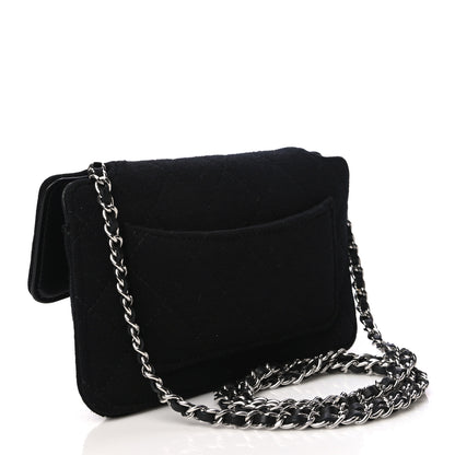Chanel Jersey Fabric Quilted Foldable Tote With Chain Black Multicolor 3 of 14