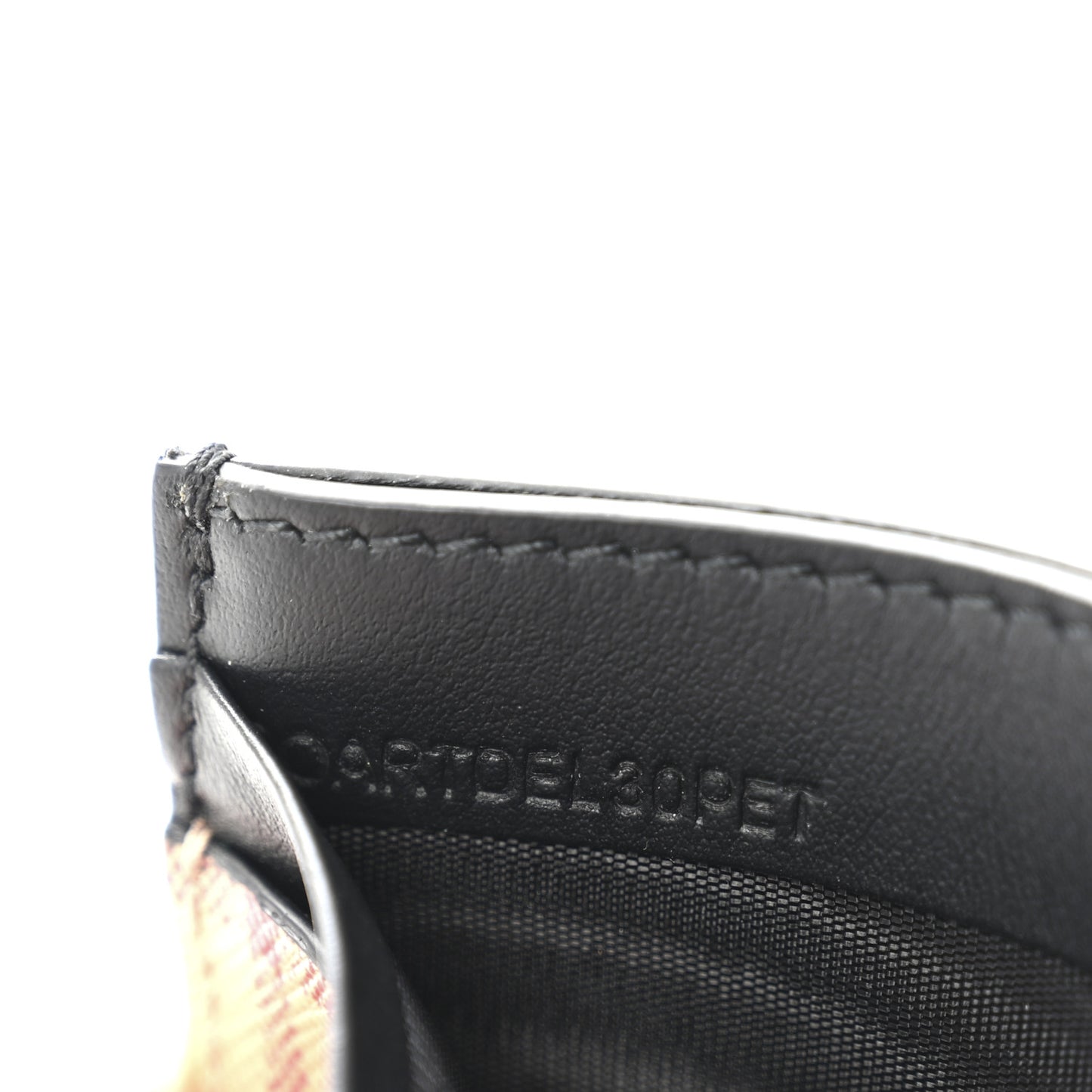 Smooth Calfskin Coated Canvas Vintage Check Sandon Card Case Beige Black