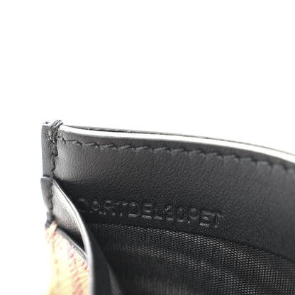Burberry Smooth Calfskin Coated Canvas Vintage Check Sandon Card Case Beige Black 8 of 9