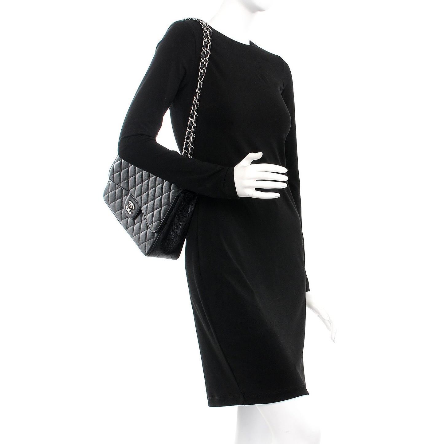 Caviar Quilted Jumbo Single Flap Black