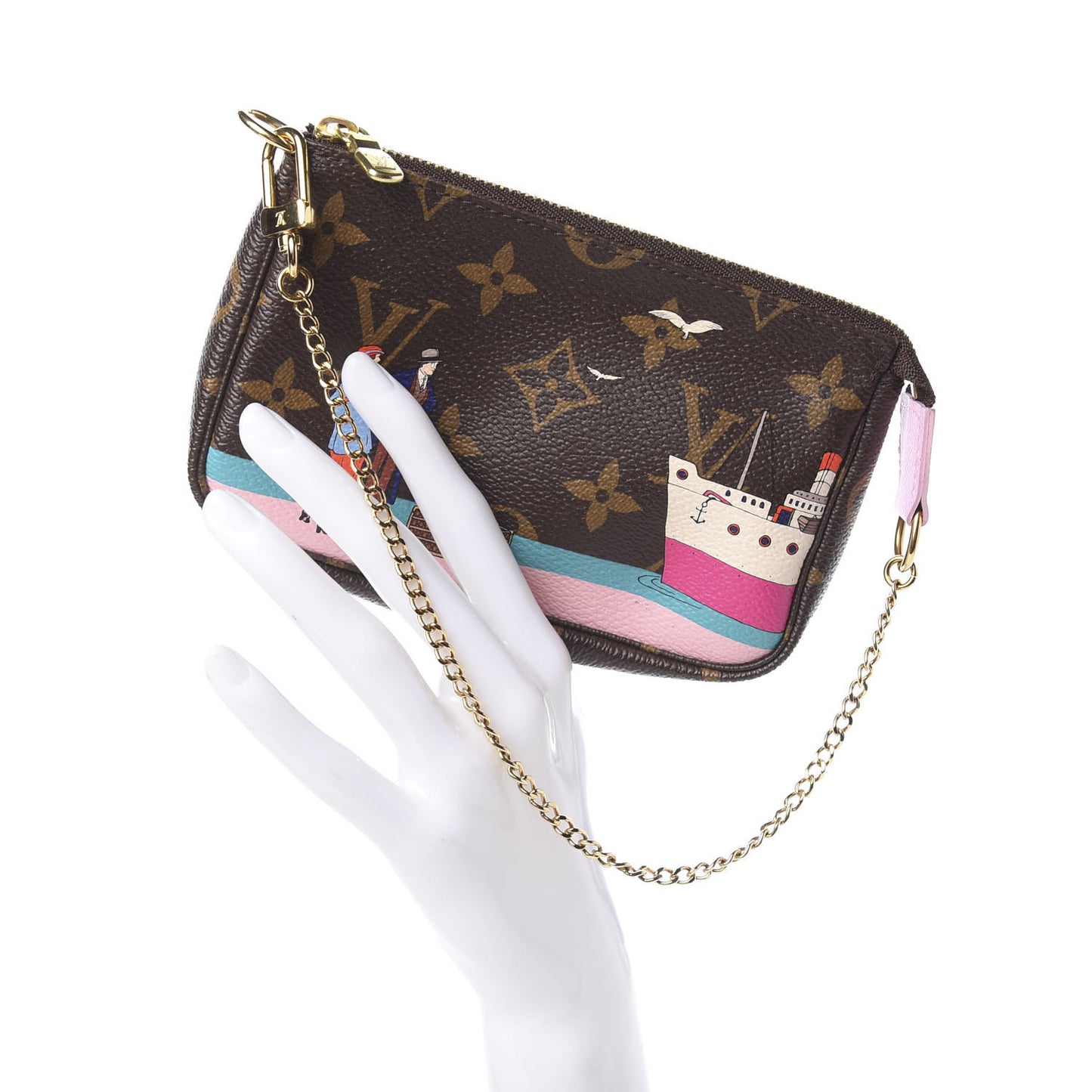 Monogram 2016 Christmas Animation Mini Pochette Accessories Rose Ballerine