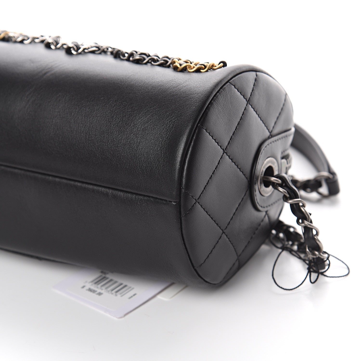 Chanel Calfskin Chain Signature Bowling Bag Black 9 of 9
