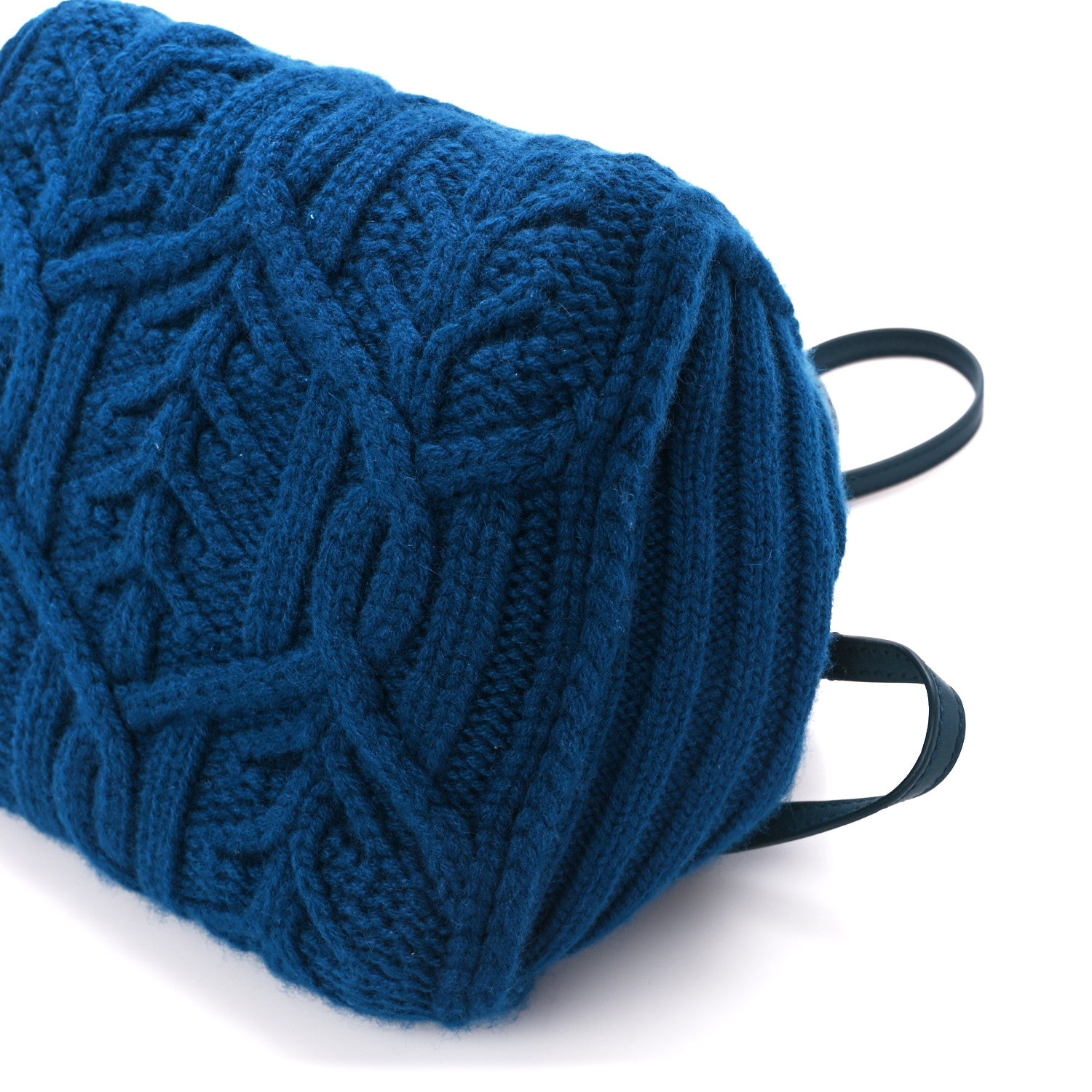 Loro Piana Cashmere Cable Knit Pontaccio Puffy Pouch Clutch Bag Blue 9 of 9
