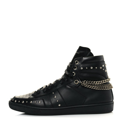 Saint Laurent Calfskin Saint Lauren Stud Wolly SL-22 High Top Sneakers 37 Black 1 of 8