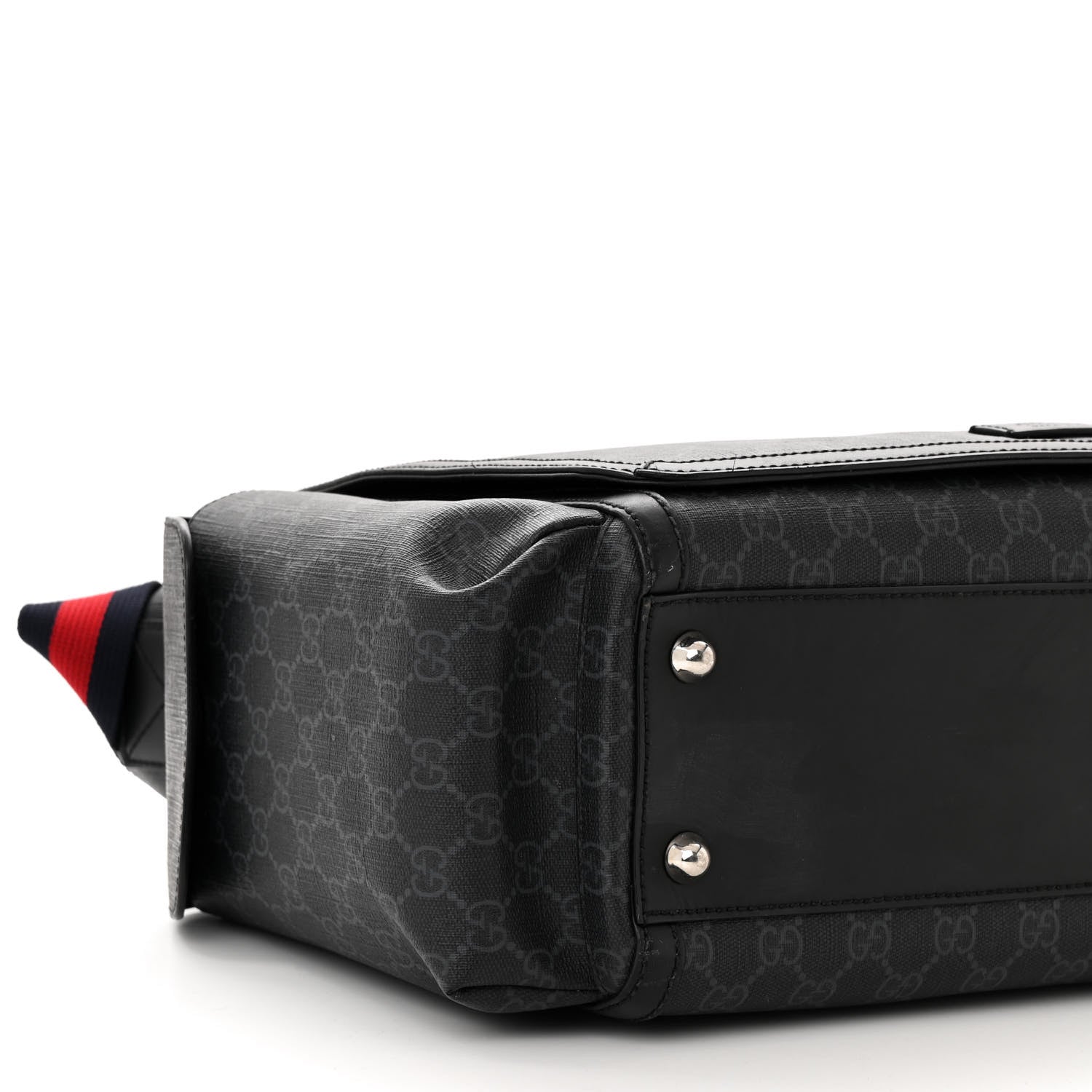 Gucci GG Supreme Monogram Web Messenger Diaper Bag Black Grey 9 of 11