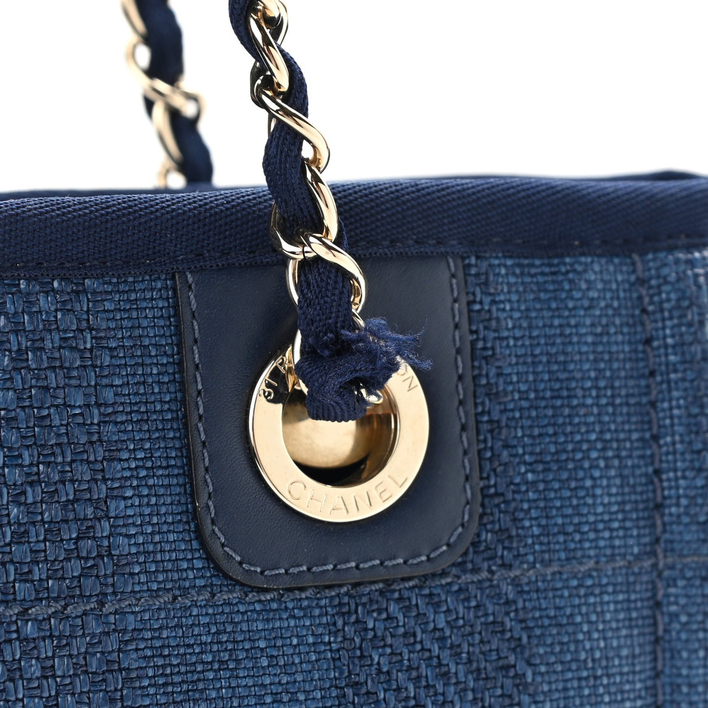 Mixed Fibers Striped Mini Deauville Tote Navy Blue