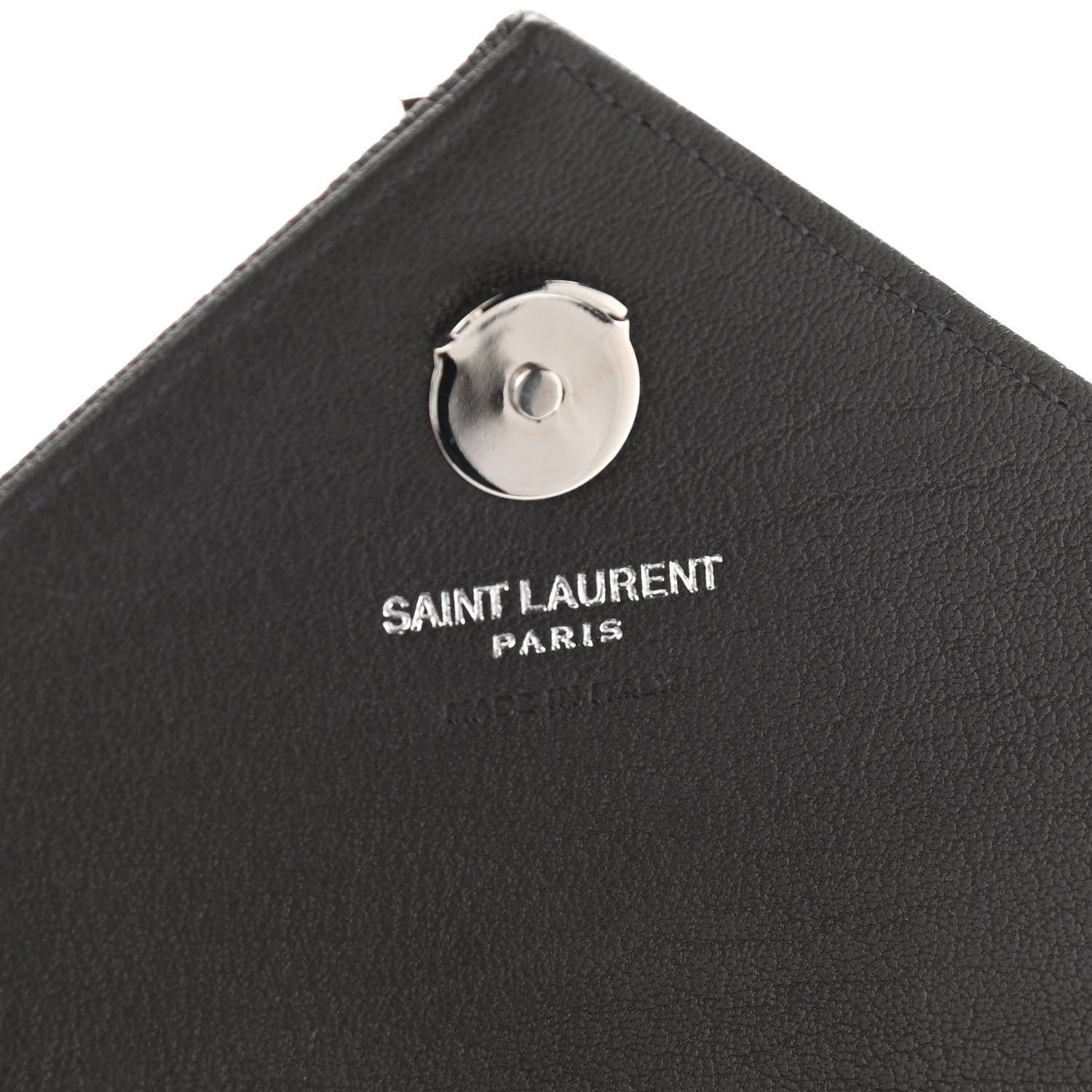 Saint Laurent Sheepskin Matelasse Chevron Monogram College Chain Wallet Coal 6 of 10