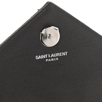 Saint Laurent Sheepskin Matelasse Chevron Monogram College Chain Wallet Coal 6 of 10