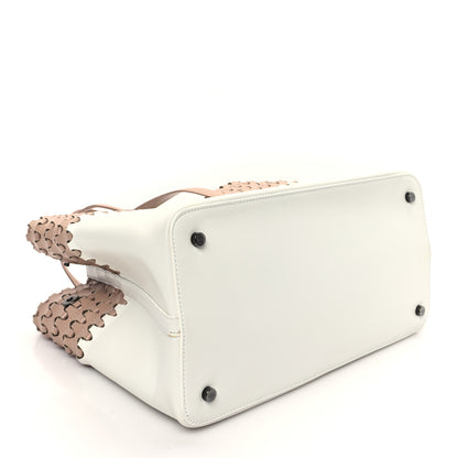 Alaia Calfskin Laser Cut Tote Nude White 4 of 11