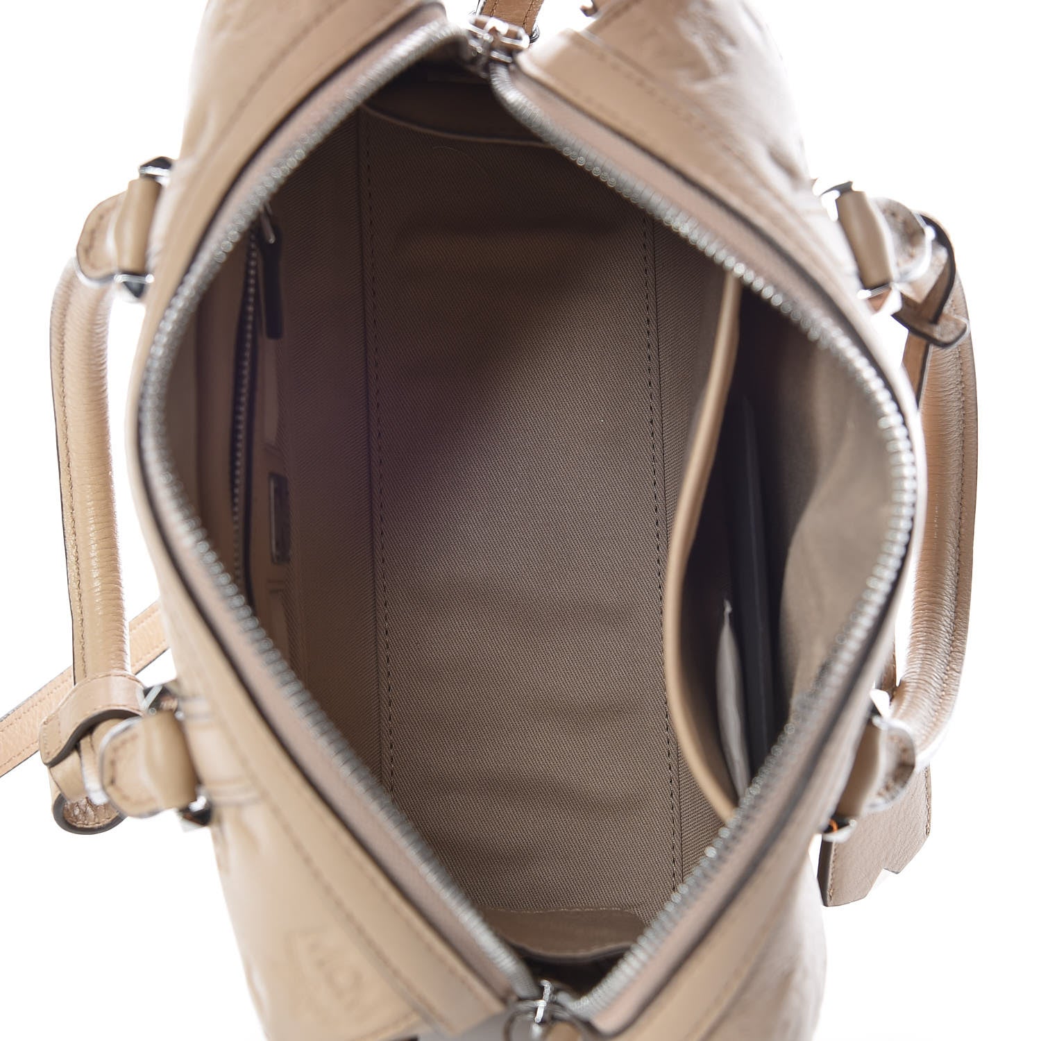 MCM Calfskin Ottomar Monogram Small Boston Bag Beige 7 of 9