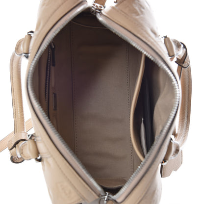 MCM Calfskin Ottomar Monogram Small Boston Bag Beige 7 of 9