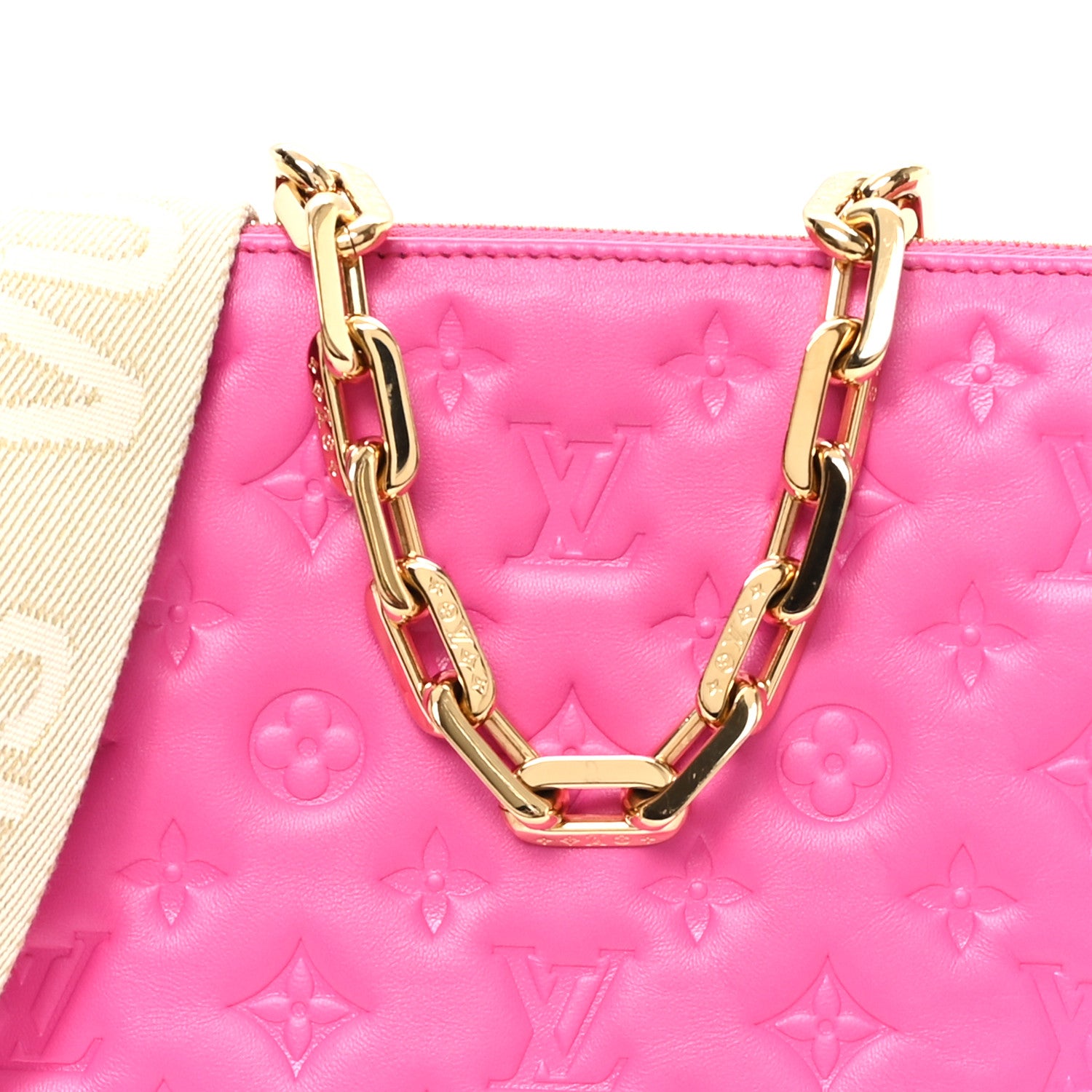 Louis Vuitton Lambskin Embossed Monogram Coussin PM Rose Miami 7 of 10