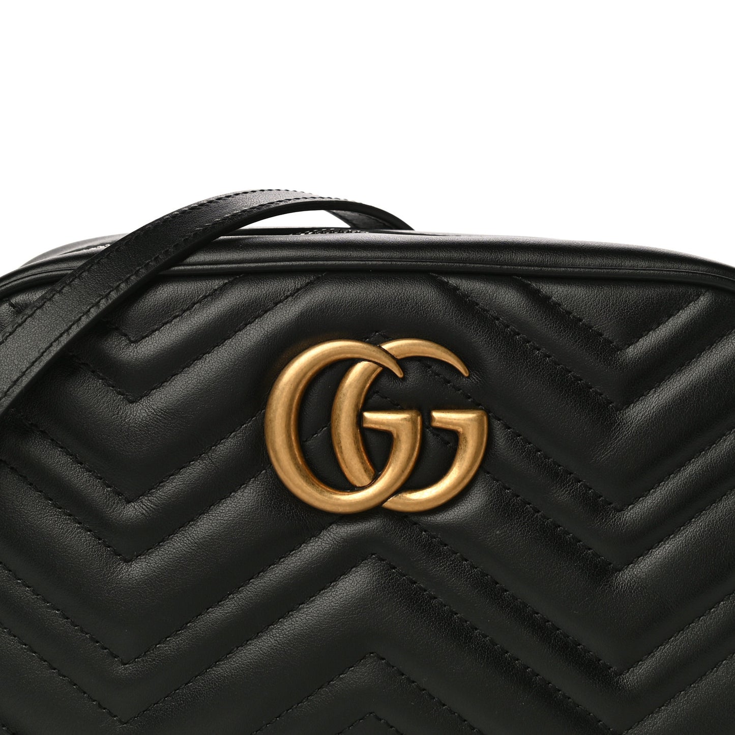 Calfskin Matelasse Small GG Marmont Chain Shoulder Bag Black