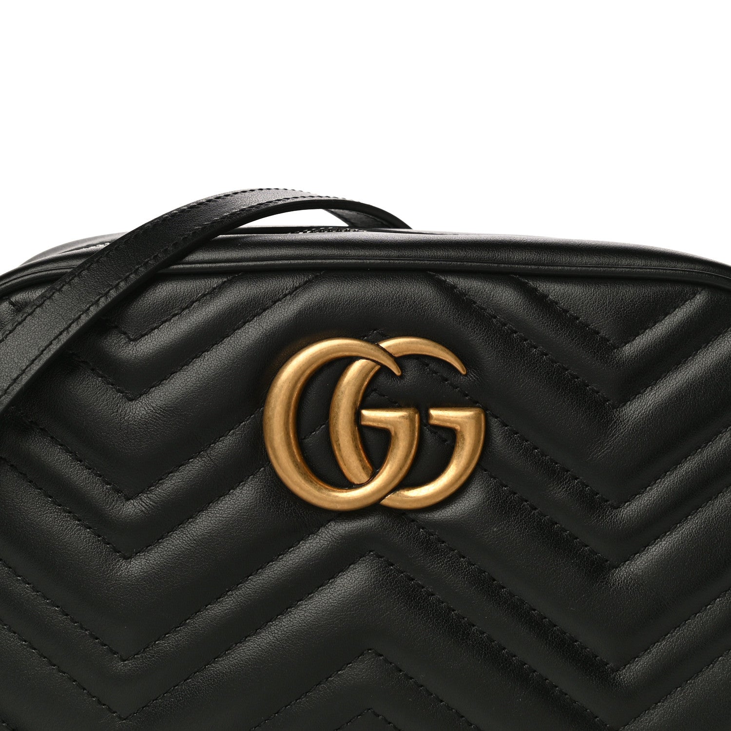Gucci Calfskin Matelasse Small GG Marmont Chain Shoulder Bag Black 9 of 11