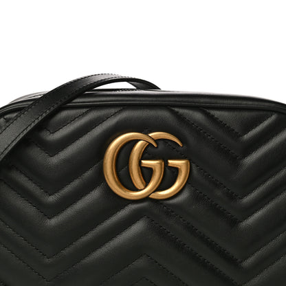 Gucci Calfskin Matelasse Small GG Marmont Chain Shoulder Bag Black 9 of 11