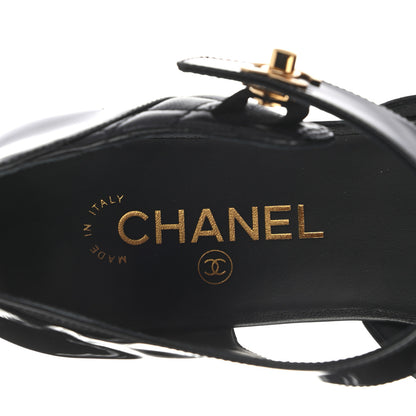 Chanel Patent Lambskin Quilted Cap Toe Ballerina Flats 40 Black 7 of 8