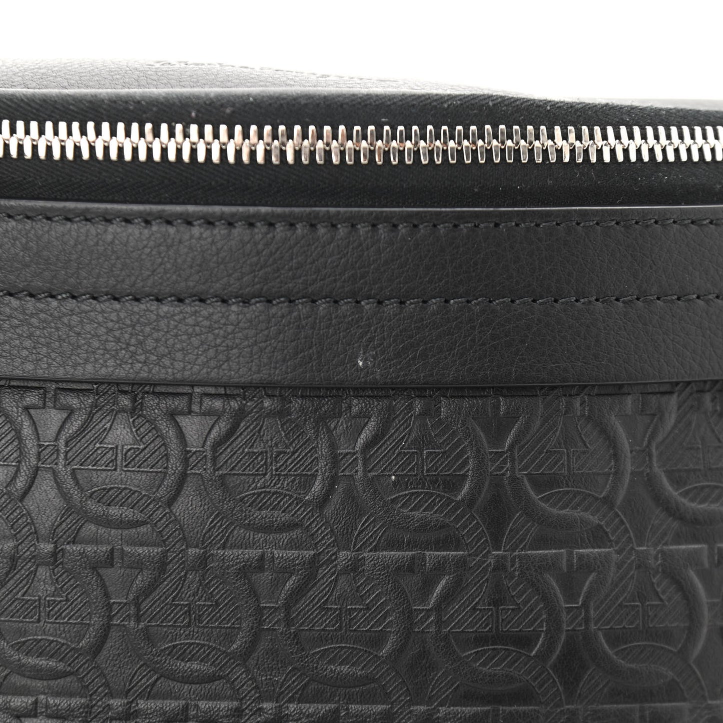 Hammered Calfskin Gancini Waist Bag Black