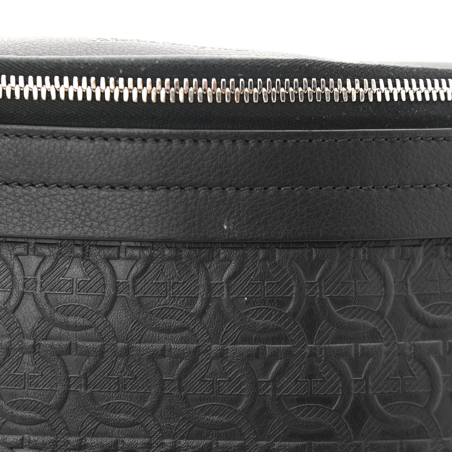Salvatore Ferragamo Hammered Calfskin Gancini Waist Bag Black 9 of 9