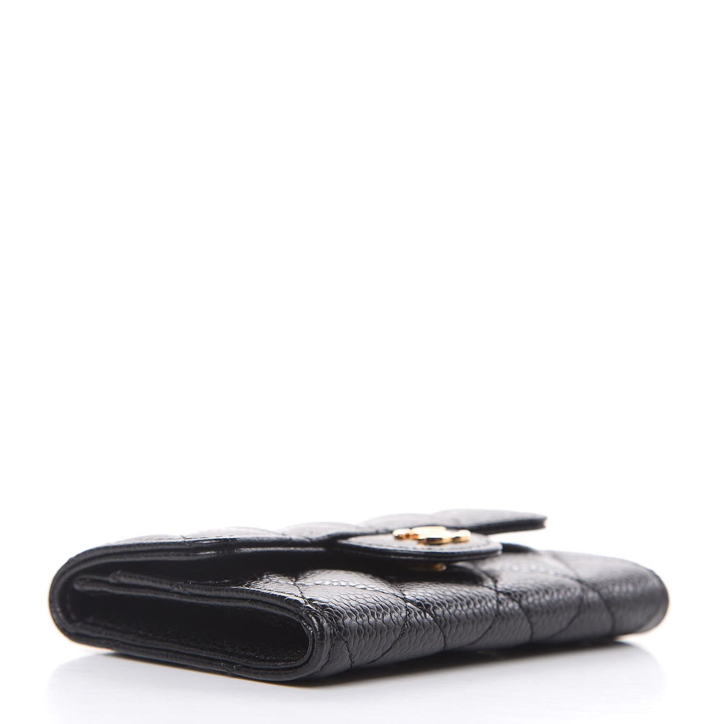 Caviar Quilted Flap Card Holder Black