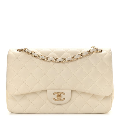Chanel Lambskin Quilted Jumbo Double Flap White 1 of 12