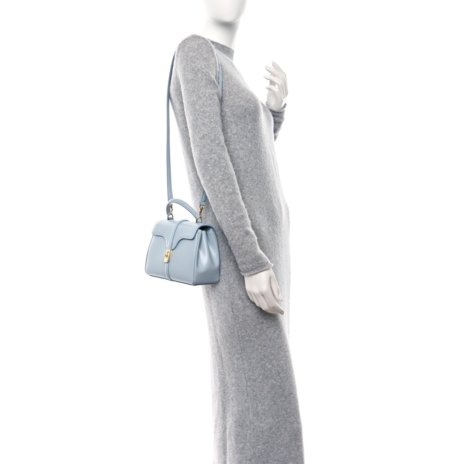 Celine Satinated Calfskin Mini 16 Top Handle Bag Pale Blue 2 of 9
