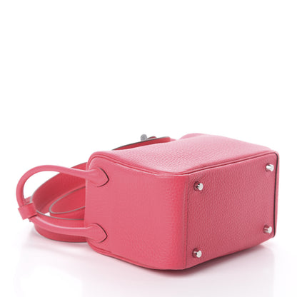 Hermes Taurillon Clemence Mini Lindy 20 Rose Extreme 3 of 7